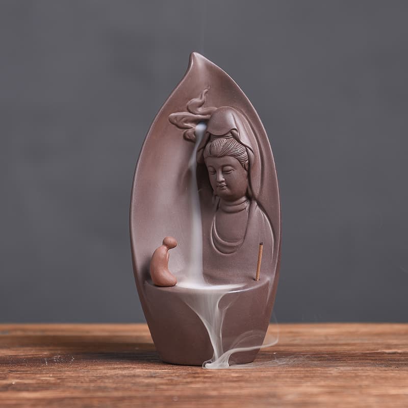 Ceramic backflow incense burner creative ornaments purple sand aromatherapy stove dragon thread incense burner mountain flowing water home backflow incense ornaments