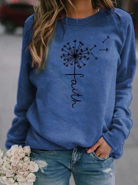 Women's Faith Dandelion Cross-border Trade Amazon Independent Station New Women's CVC Sweatshirt