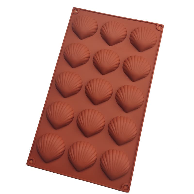Custom 15-Connector Shell-Shaped Silicone Chocolate Mold, Madeleine, DIY Baking Ice Cube Tray, Vertical Fondant Mold