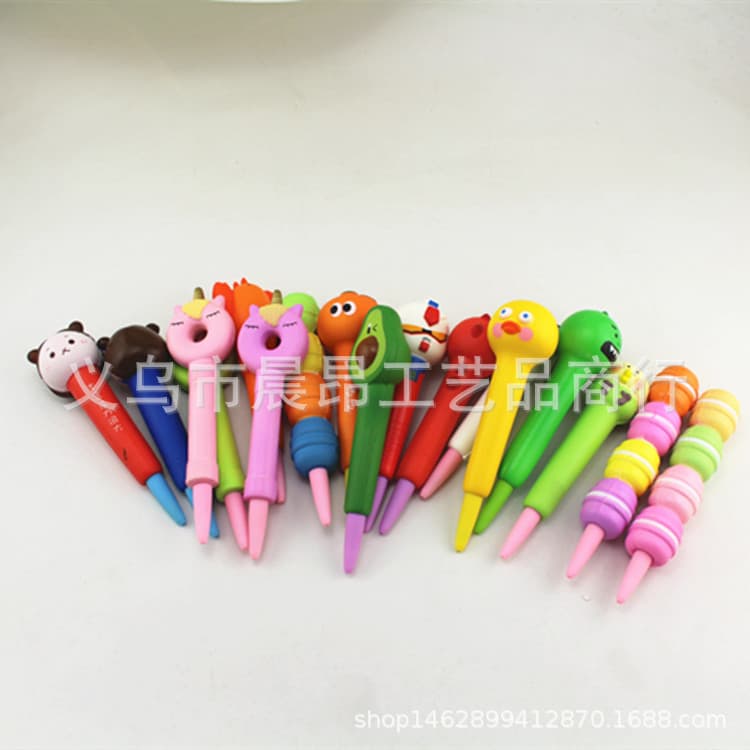 Squishy Slow Rebound Creative Soft Squeeze Pen Sleeve PVC Soft Gel Shape Stress Relief Gel Pen In Stock