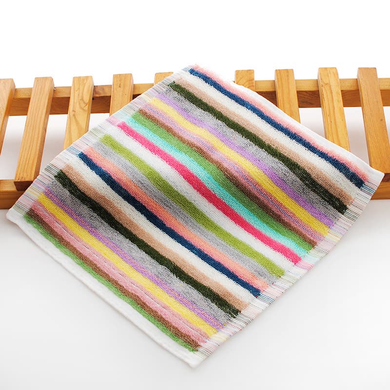 Cotton Striped Square Towel Children's Handkerchief Hand Towel Tea Towel Bar Towel Table Wipe Cloth Stall Small Towel Square Cloth