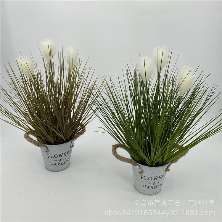 Artificial Reed Grass Decorative Potted Plant, Trendy Floor Fake Greenery for Indoor Spaces, Nordic Style Plant Ornament, Ins-Style Bonsai Display