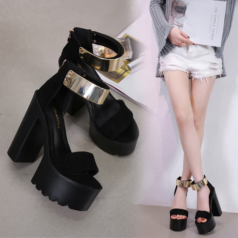 Muffin dance runway thick with fish mouth 15cm New 20 spring and summer hate sky high super high heel sandals size code foreign trade 40