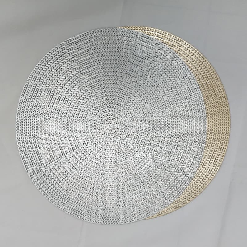Minimalist Solid Color European Style Round PVC Hollow Gold Stamped Placemat, Hotel Heat Insulation Non-Slip Coffee Coaster, Steak Plate Mat