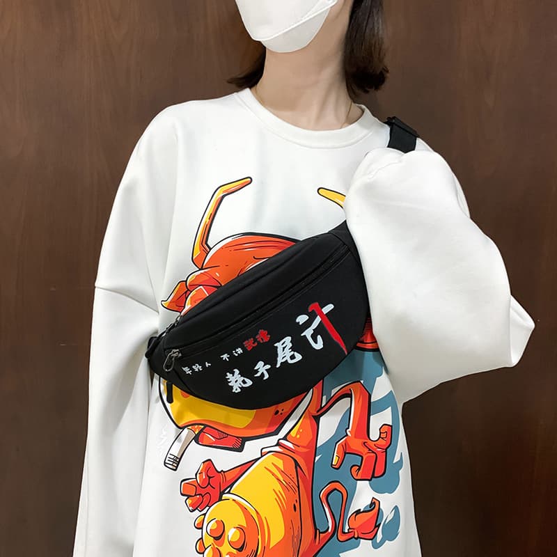 Super Fire Mouse Tail Sauce Canvas Waist Bag 2020 Winter New Men's and Women's Couple Waist Bag Fashionable Hip Hop Chest Satchel Trendy