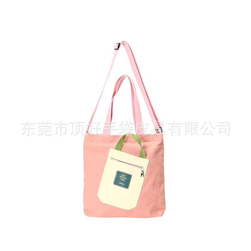 Japanese and Korean New Canvas Shoulder Bag Fashion All-match Canvas Handbag Pink Canvas Shoulder Bag for Students