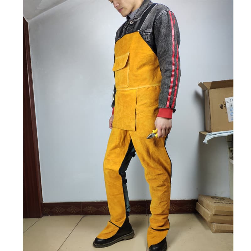 Leather Welding Work Suit, Abrasion and Heat Resistant, Fireproof, Welder Welding Apron, Reversible Jacket, Labor Protection Leather Heat Insulation