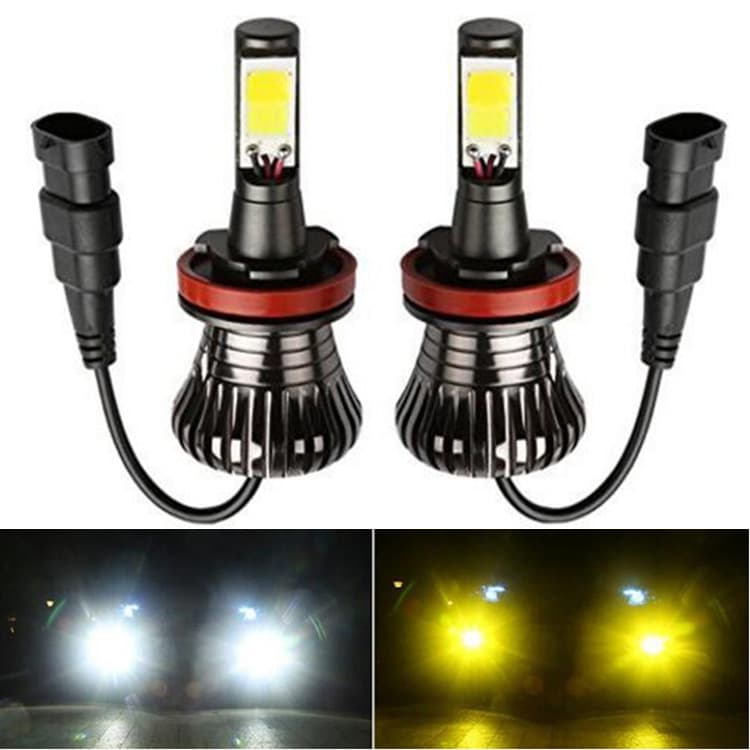 Car LED Fog Light Dual Color Temperature Fog Light High Power H11 9006 881 H3 H8 Ultra Bright Front Fog Bulb