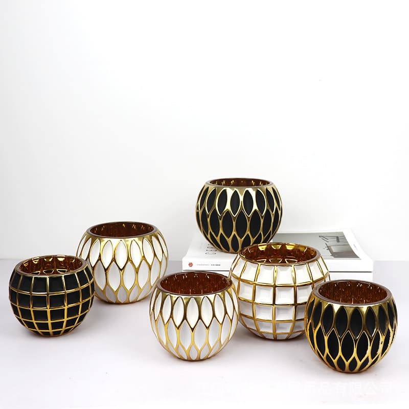 Geometric pattern simple black and white glass vase hydroponic flower device model room living room vase candlestick jewelry ornaments