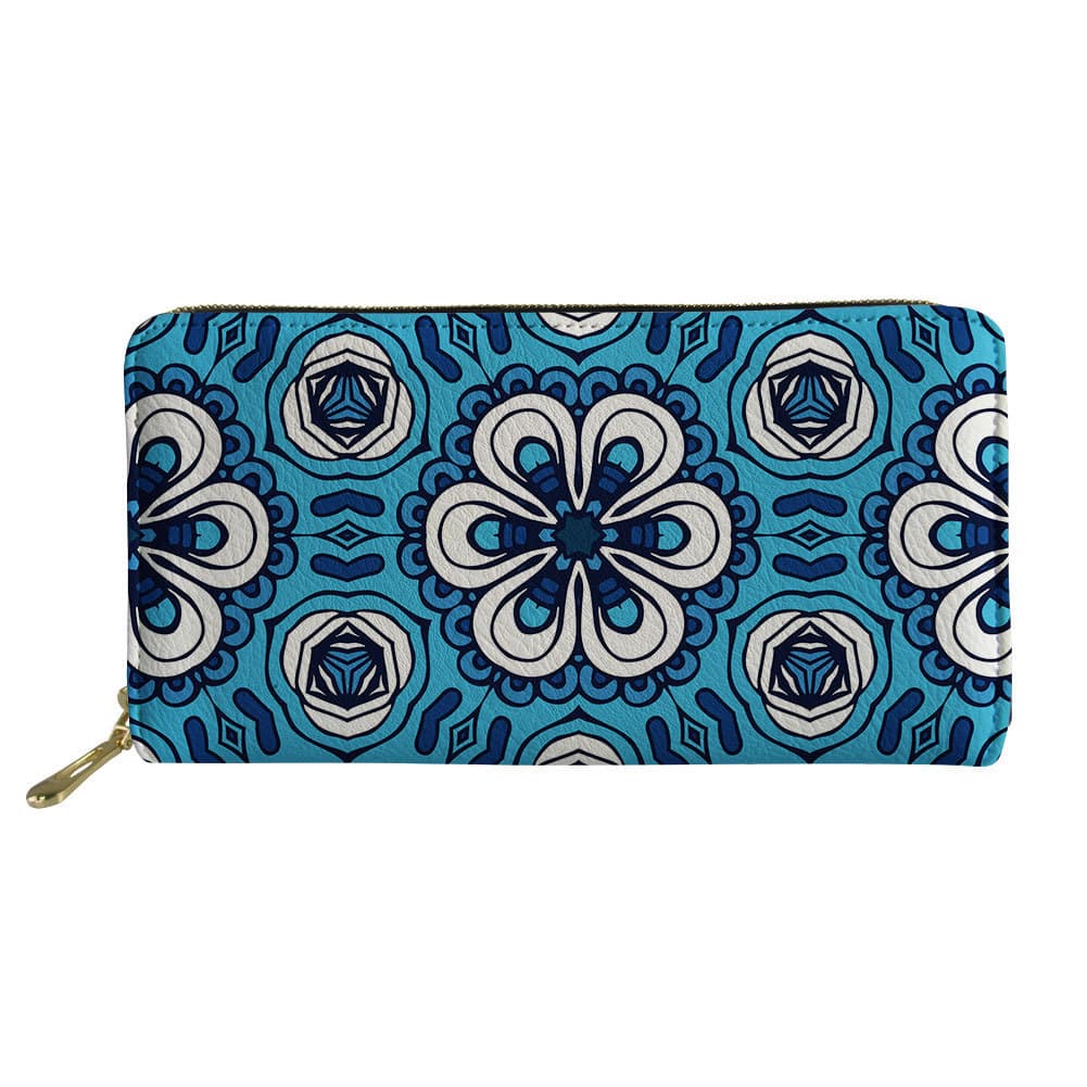 Dropshipping 2020 Ethnic Style Women's Wallet PU Leather Long Wallet with Zipper and Multiple Card Slots Handheld Wallet