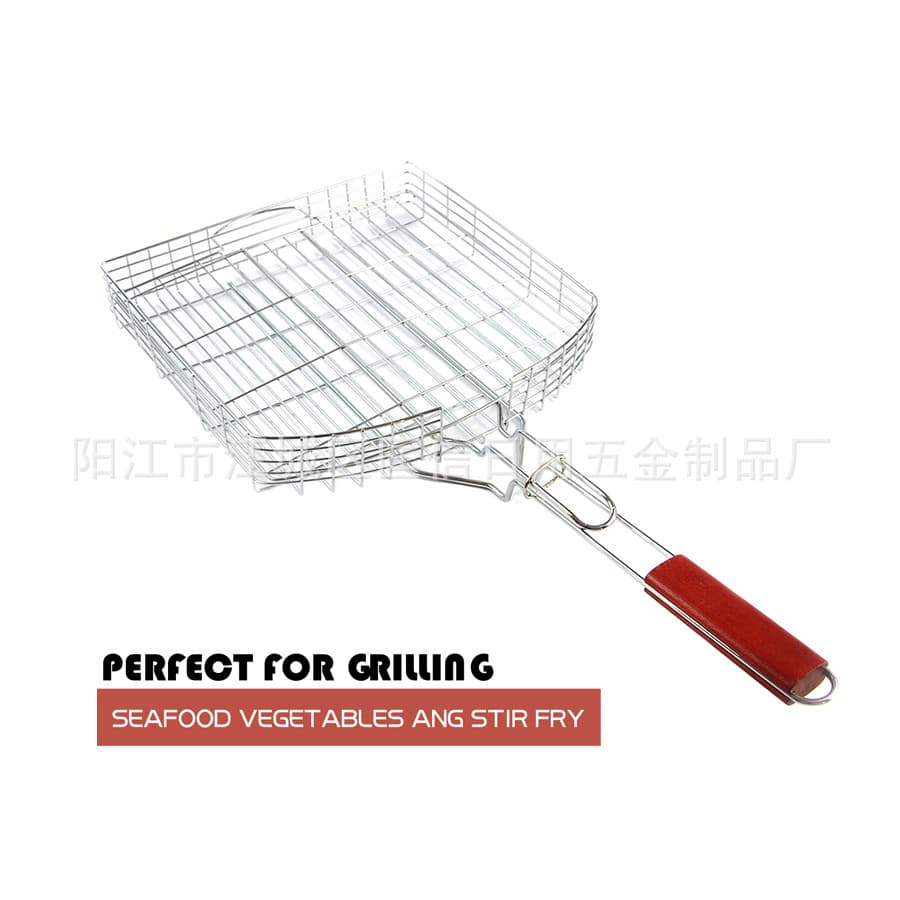 Chrome-plated three-dimensional barbecue clamp multi-functional vegetable grilling net BBQ German barbecue net high side barbecue basket