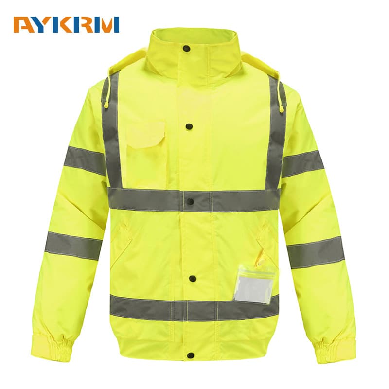 Reflective Waterproof Thermal Jacket, Traffic Safety Fluorescent Green Raincoat, Motorcycle Riding Outdoor Sanitation Raincoat