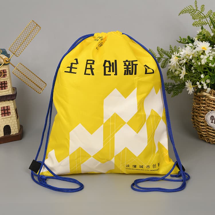 Polyester Fabric Drawstring Bag Wholesale, Colorful Sports Blank Polyester Drawstring Backpack with Logo Printing
