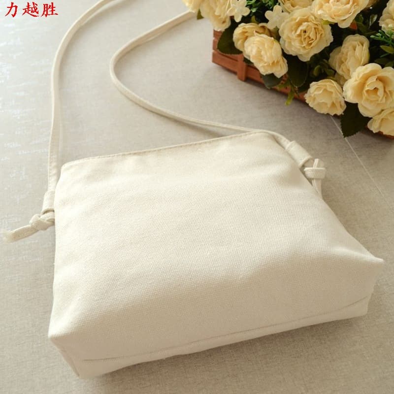 Small Batch Custom Canvas Crossbody Phone Bag with Printed LOGO Patterns, Hand-painted Non-DIY All-Cotton Mini Crossbody Bag