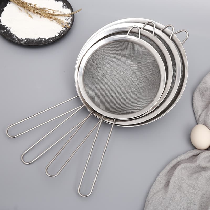 201 Stainless Steel Wide-Border Twill/Straight Grain Oil Skimmer, Soy Milk Skimmer, Handheld Flour Sieve, Sieve Mesh