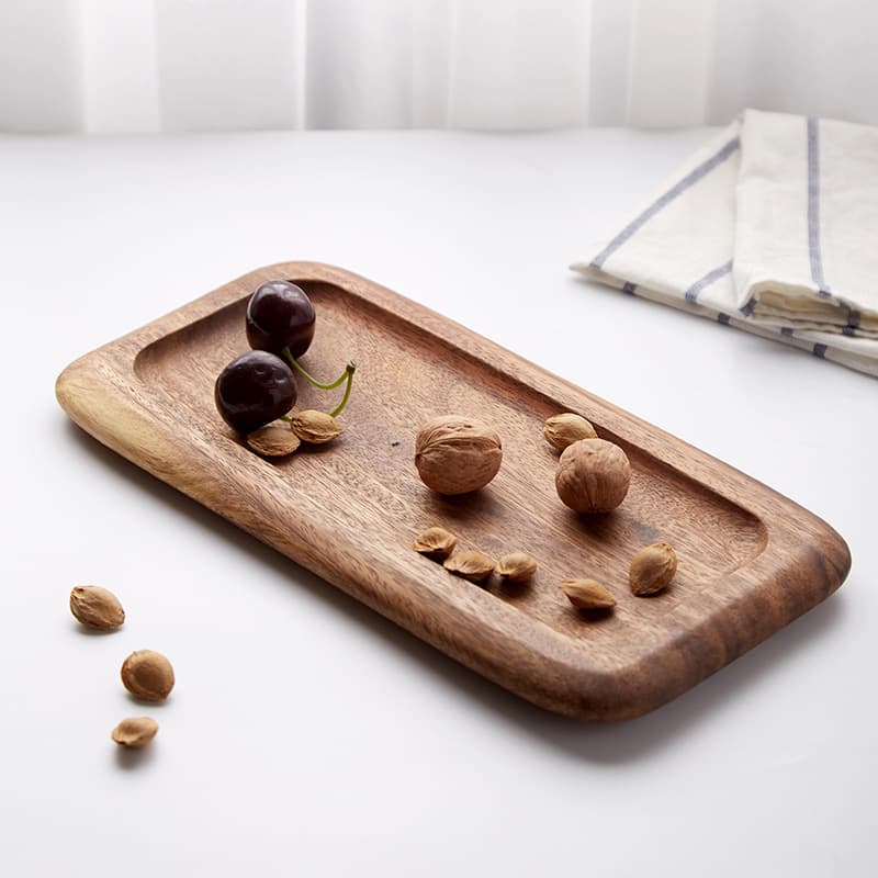 Solid Wood Japanese Tea Tray Rectangular Tray Fruit Tray Acacia Wood Natural Wood Tray Cake Fruit Serving Plate
