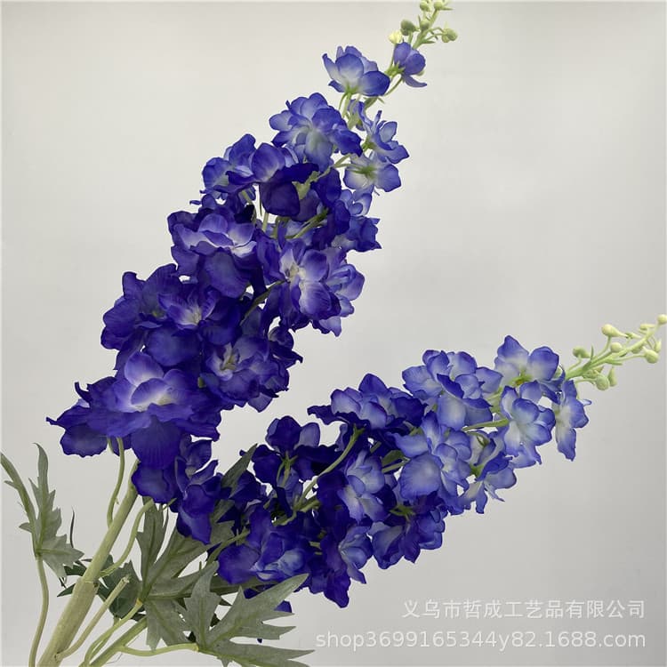 Simulated flocking delphinium single branch fake flower wedding silk flower home living room display decorative flower hotel soft decoration flower arrangement