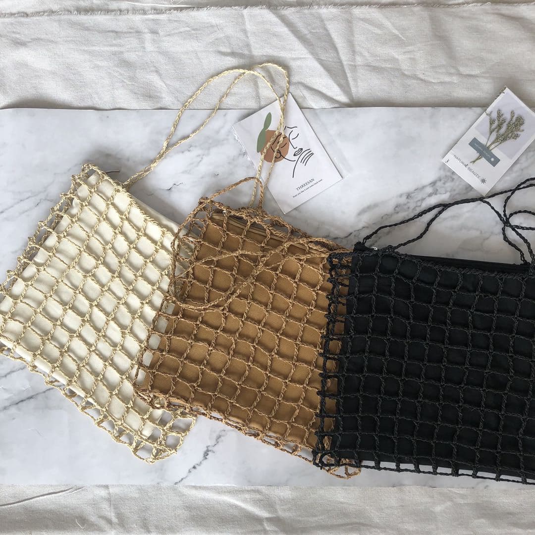 Korean Purchasing Service Same Style Fashion Hollow Knit Shoulder Crossbody Bag for Women