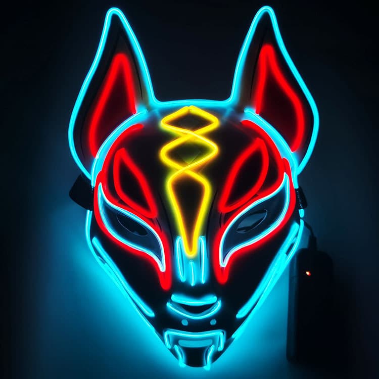 Halloween Fortnite Sky Fox Glowing LED Fox Light-Up Mask, TikTok and Kuaishou Popular Japanese Style Mask