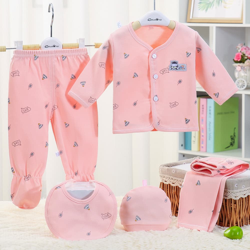 Ins Hot Spring Summer Baby Set Underwear Pure Cotton Baby Set 5-Piece Newborn Multi-piece Baby Clothes