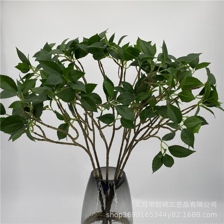 Artificial Red Dogwood Leaves, Nordic Style Green Plant for Living Room TV Cabinet Flower Arrangement, Faux Silk Flowers Decoration