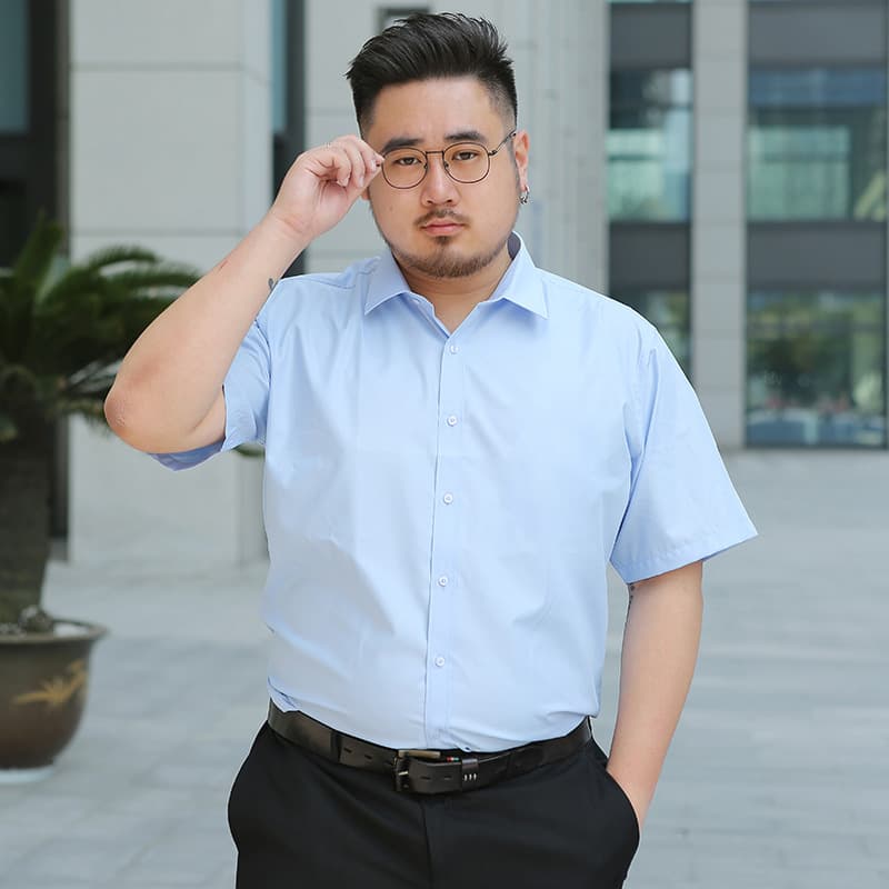 XS-8XL Solid Color Men's Shirt Plus Size Big Size Short Sleeve Shirt No Pocket Work Shirt