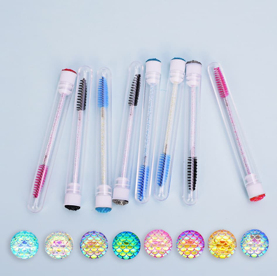 Wholesale new eyelash extension with diamond tube eyelash brush, black handle crystal handle eyelash brush