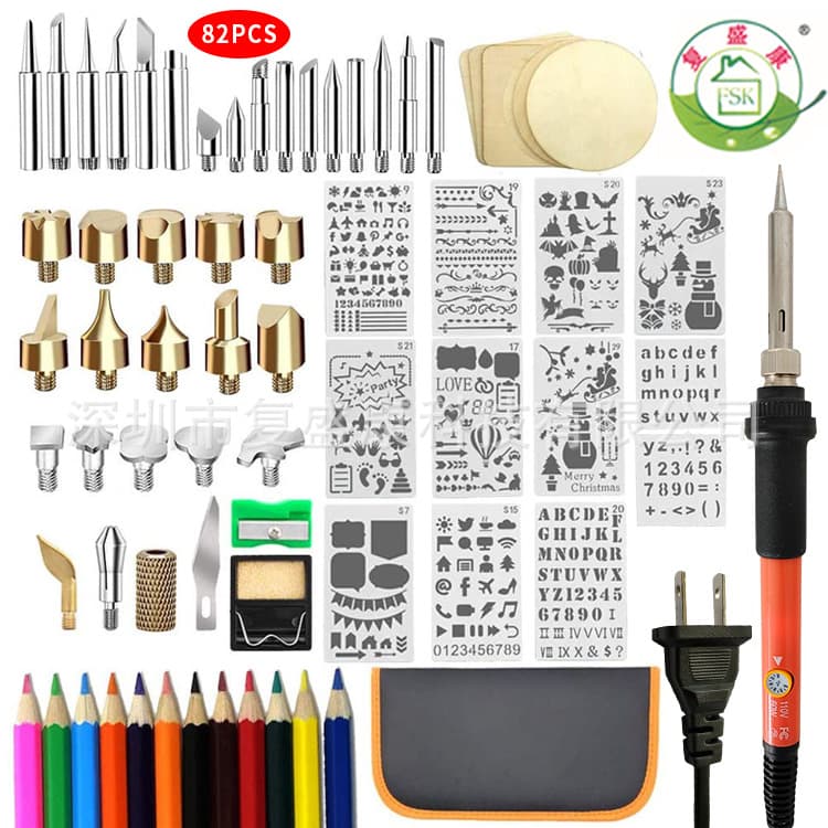 82-Piece Wood Burning Kit, Christmas DIY Gift Carving and Soldering Set, Pyrography Soldering Iron 60W