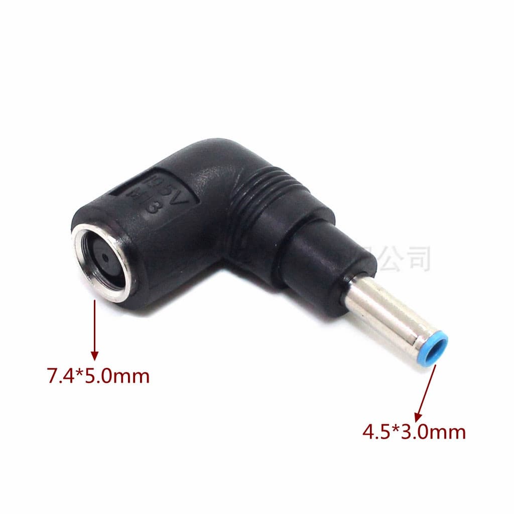 DC Plug Right Angle 7.4x5.0mm Female to 4.5x3.0mm Male Laptop Power Adapter Converter