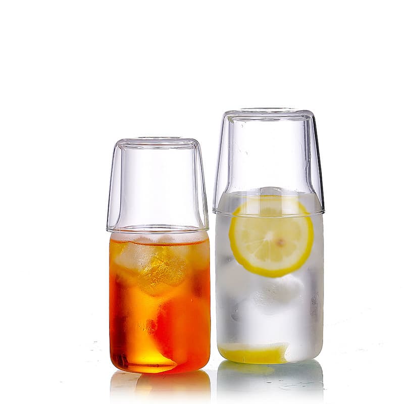 Single-Serve Transparent Glass Cup Set, Juice Pot, Milk Breakfast Cup, One Cup One Pot in Two Capacities