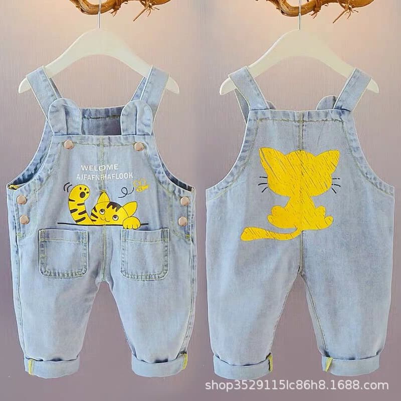 Children's Fashionable Denim Overalls Jumpsuit for Boys and Girls Spring Autumn Baby Toddler