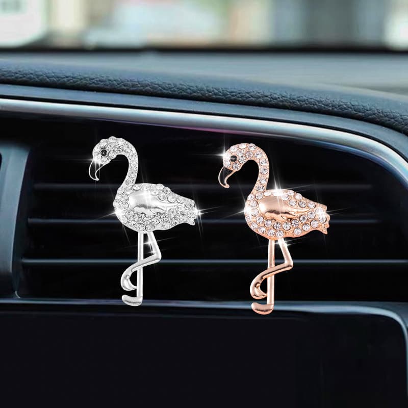 Car Air Vent Aromatherapy Clip Flamingo Diamond Car Air Conditioner Vent Perfume Clip Cute Decorative Creative Women