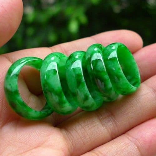 Myanmar A goods sunny green spicy green jade ring full green jade ring men and women jade jade ring pendant
