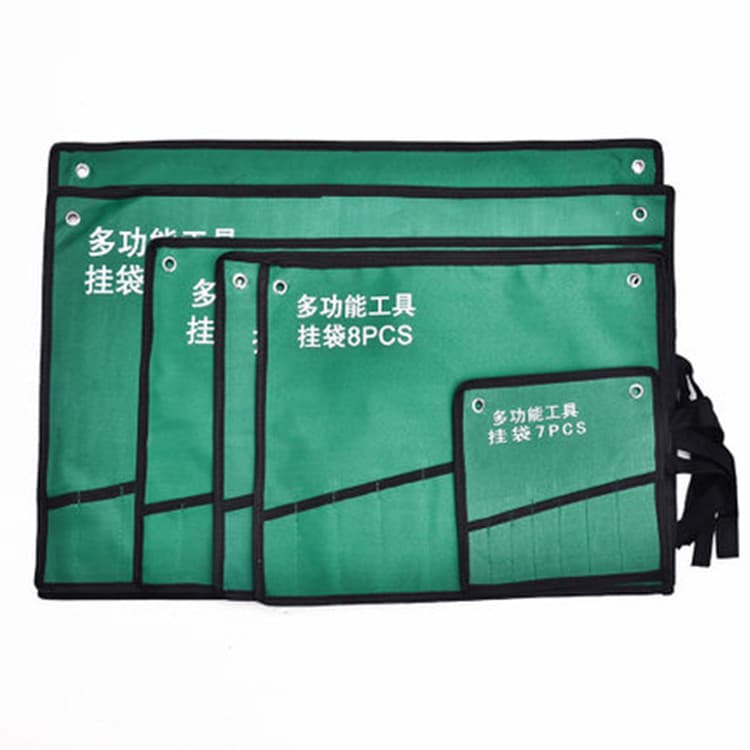 Green Canvas Tool Roll, Roll-Up Pouch Tool Bag, Hair Stylist Tool Kit, Hanging Tool Organizer, Factory Direct Supply