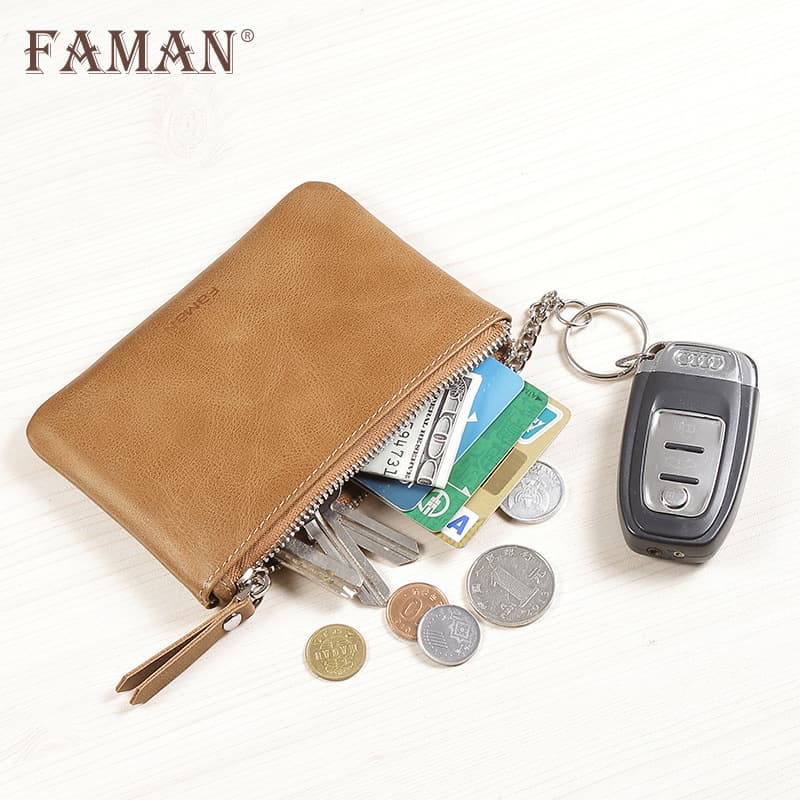 Men's Genuine Leather Mini Coin Purse Multifunctional Minimalist Change Card Holder Ultra-Thin Wallet Handheld for Men and Women