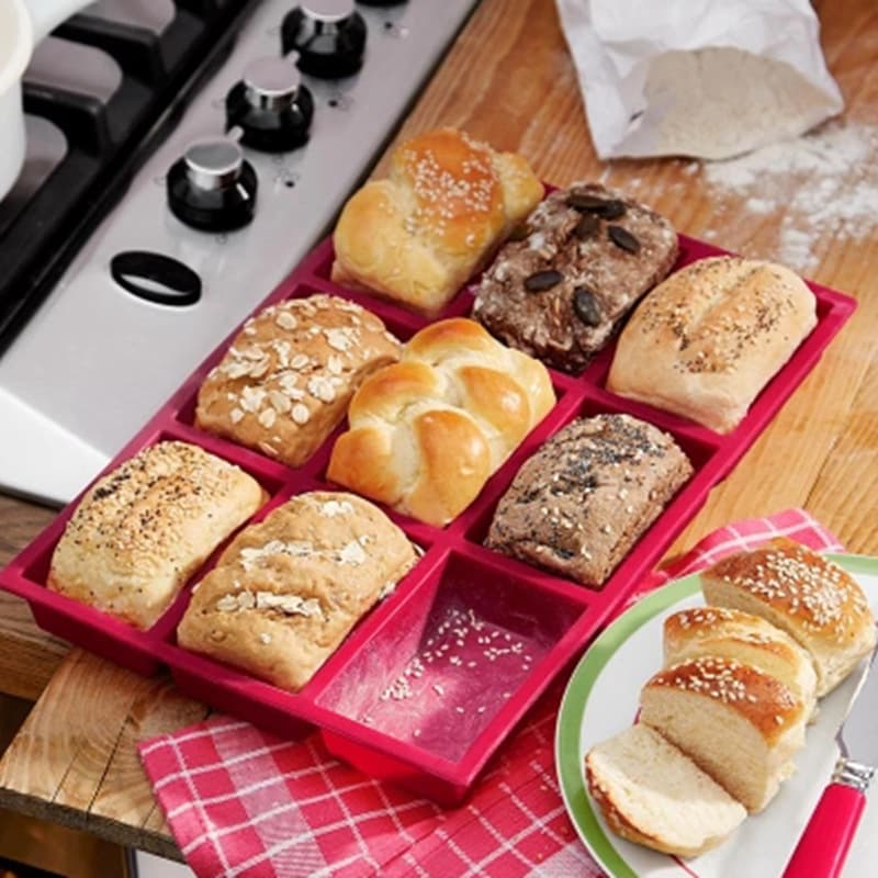 Silicone 9-Cavity Brownie Cake Mold Ice Cube Tray Soap Mold Rectangular Bread Jelly Ice Cream Financier Mold