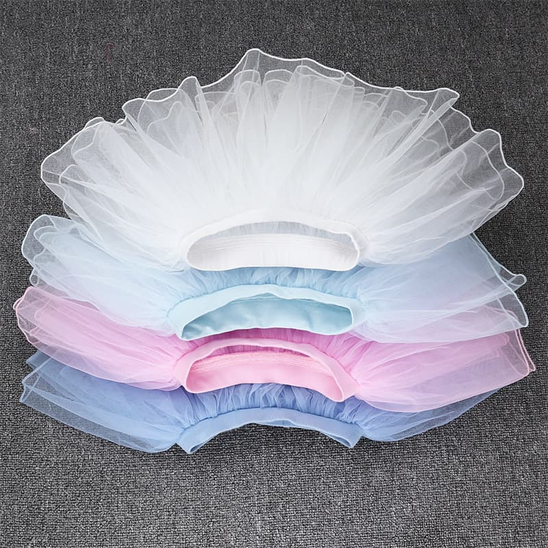 Children's Dance Half Tulle Skirt Tutu Ballet Practice Short Skirt White Mesh Girls' Pink Dance Skirt