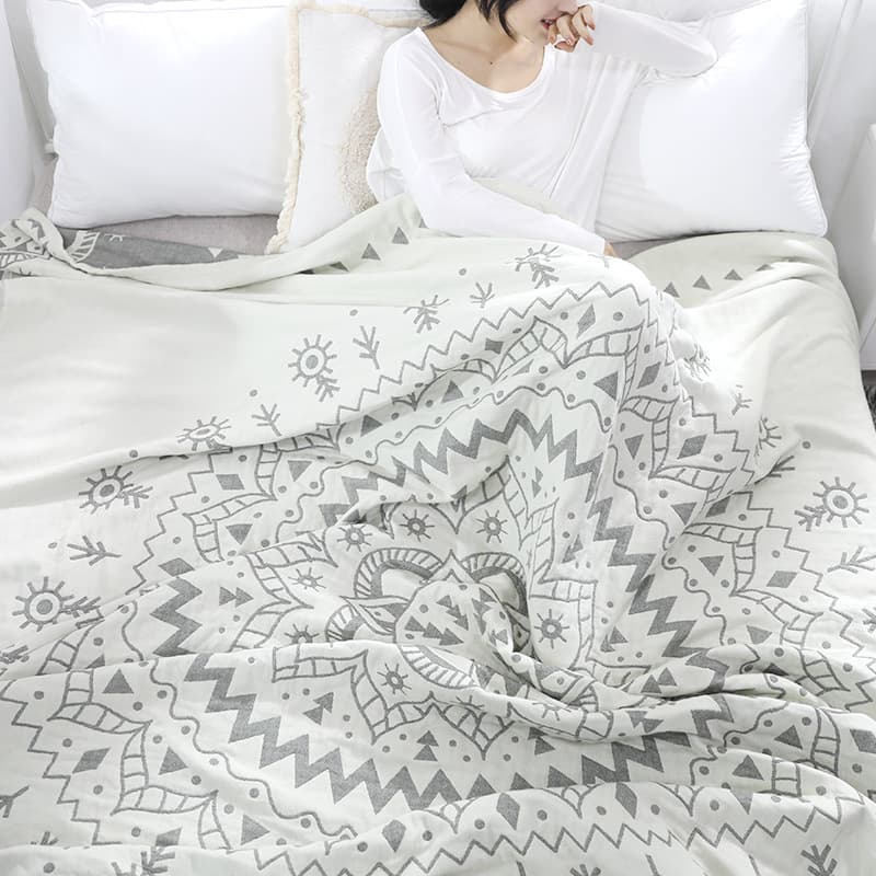 Factory direct pure cotton towel blanket all-cotton sleep throw single sofa cover blanket ins Nordic style gauze quilt