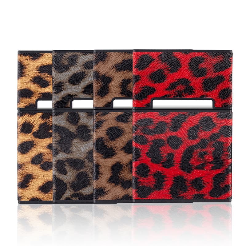 Manufacturer's new leopard print cigarette box 20 pack creative cigarette box flip portable soft bag cigarette box protective shell leather case cross-border