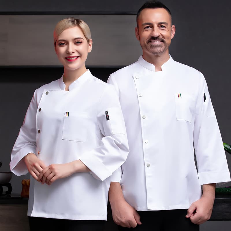 Chef Workwear Men's Long Sleeve Autumn Winter Kitchen White Short Sleeve Cafeteria Chef Uniform Cake Shop Baking Clothes