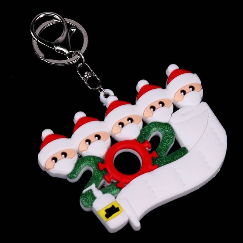 Christmas Pandemic Prevention Keychain Survivor Mask Elderly Christmas Bag Keyring DIY Name Blessing Message