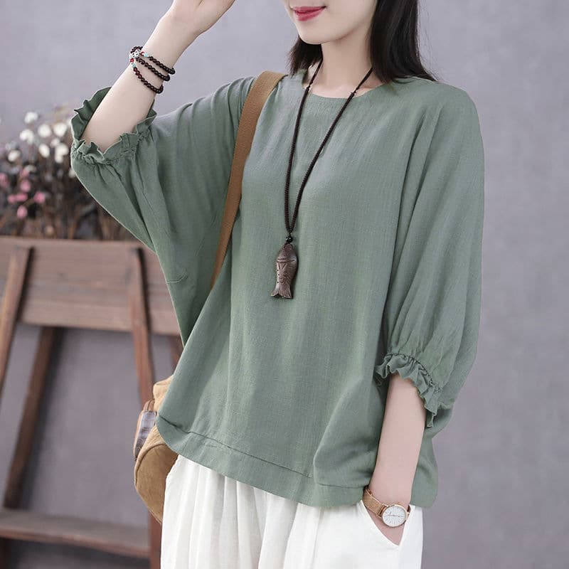 Plus Size Women's Summer Short Sleeve Top, Tummy Control Slim Fit Batwing Sleeve Cap Sleeve Blouse