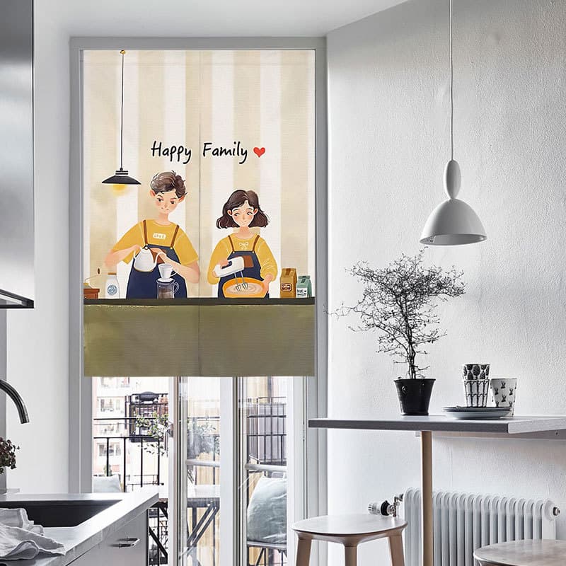 Cartoon Door Curtain Partition for Entryway, Kitchen, Bedroom, Bathroom Decorative Hanging Curtain, No Drilling Required