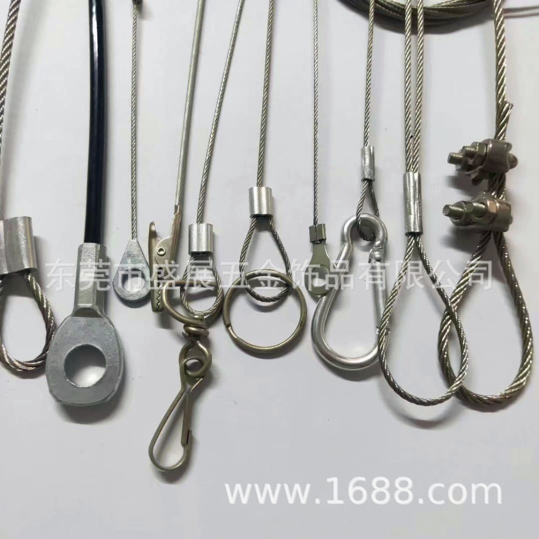 Supply of fitness equipment rope, steel wire rope with aluminum sleeve, lamp hanging rope, stainless steel pressed terminal with hook safety rope