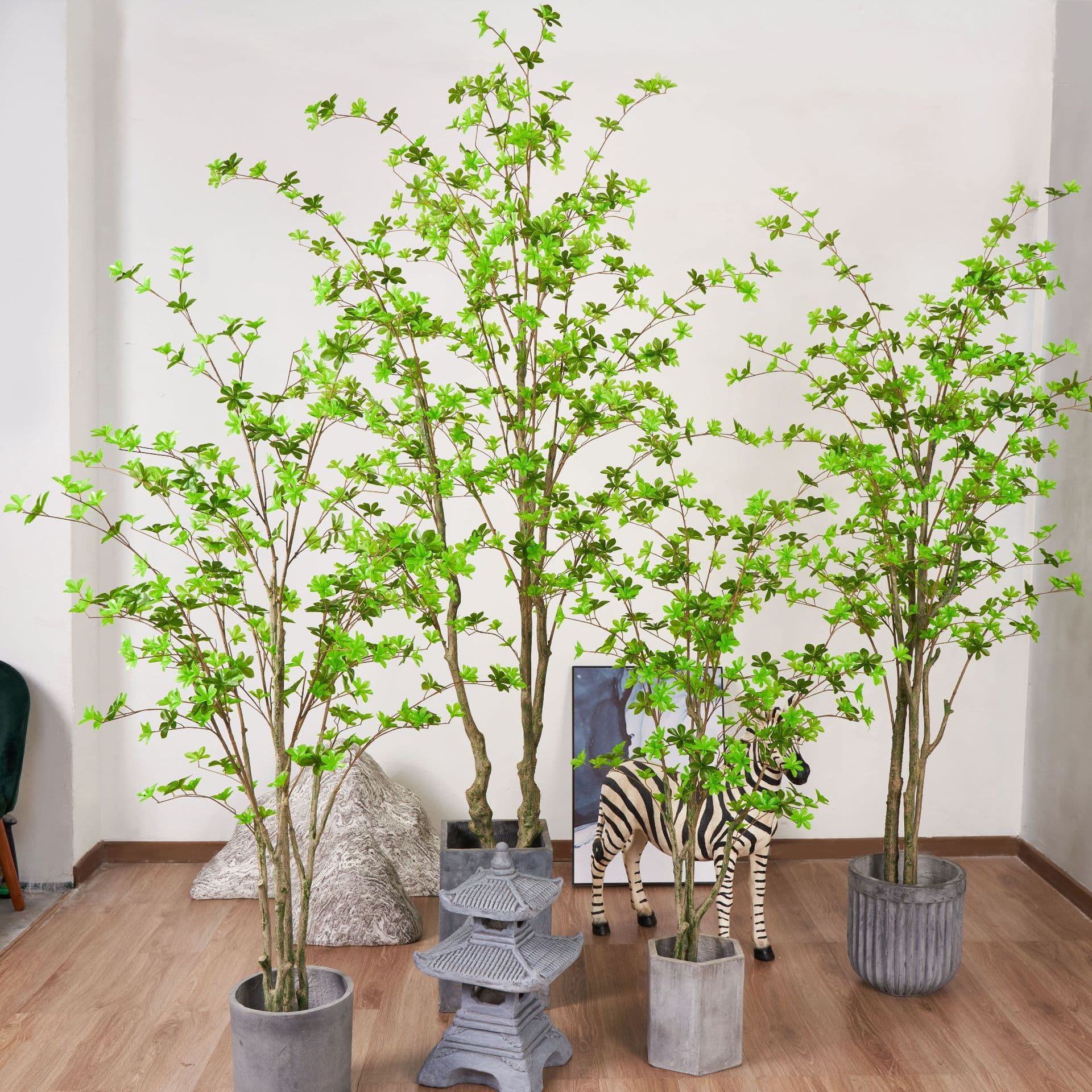 Nordic simulated plant decoration Japanese bell tree Japanese-style fake tree indoor green plant potted living room floor-standing ornaments