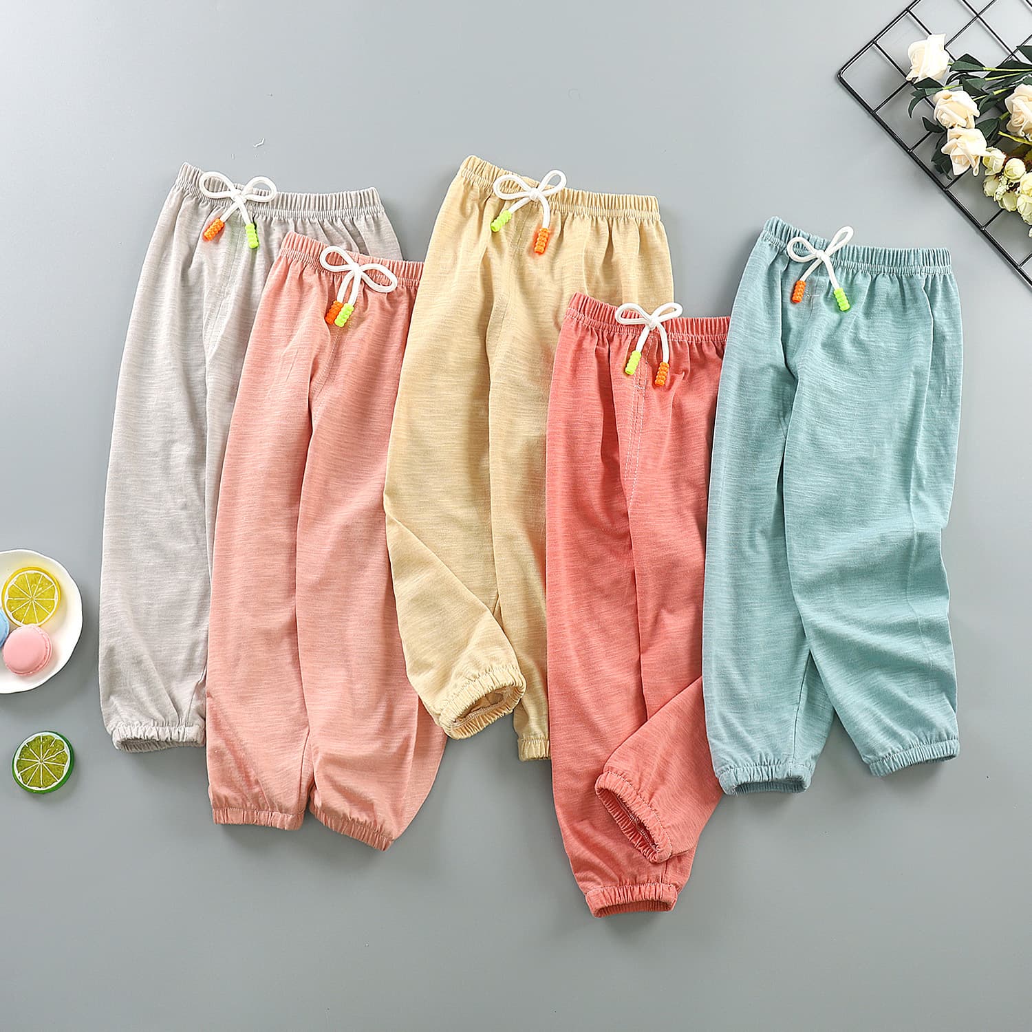 Dropshipping children's summer thin cotton anti-mosquito pants for boys and girls 1-6 years old pajamas for home casual babies