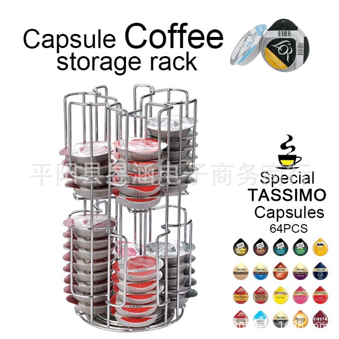 Coffee Capsule Holder, Tassimo Pod Storage Rack for 64 Capsules