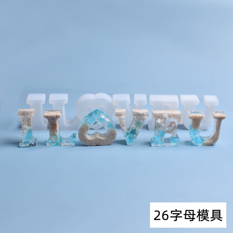 Yu Meiren diy Crystal Glue Dropping Mold 26 English Letters Creative Handmade Ornaments Jewelry Silicone Mold