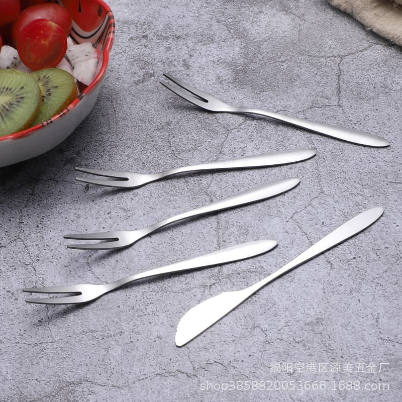 304 Stainless Steel Fruit Forks, Household Creative Fruit Picks, Mooncake Knife Forks, Cake Forks, Two-prong Forks, Cake Skewers