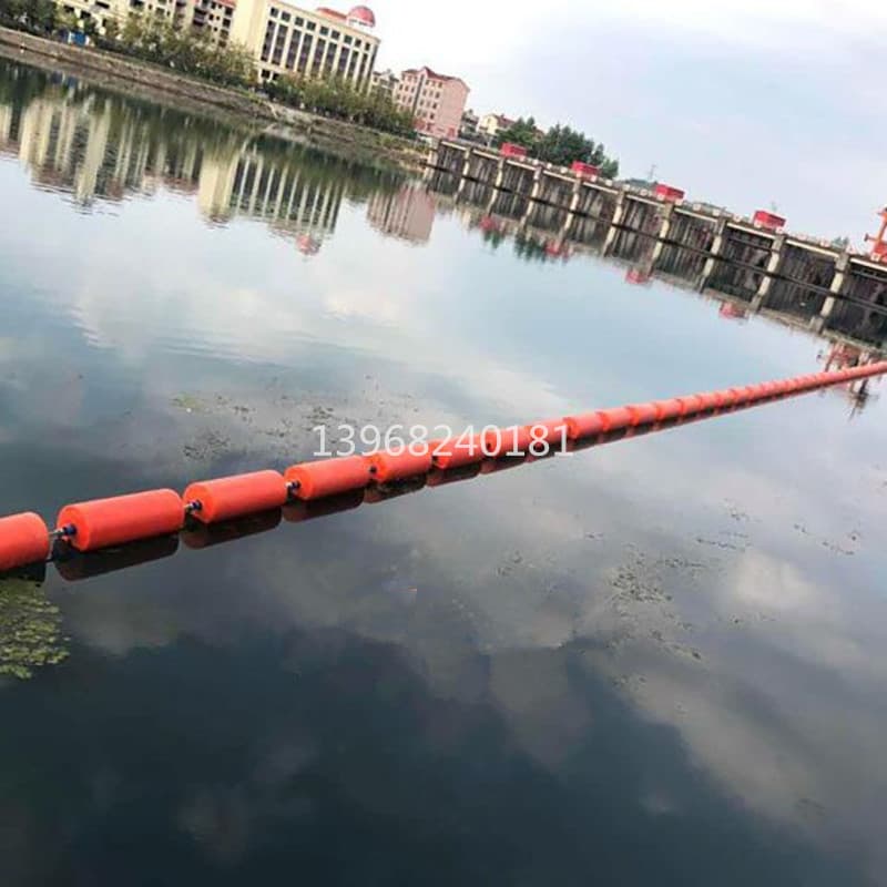 Hanging net debris barrier buoy, flexible buoy debris barrier supply for Sichuan electric power water conservancy, pontoon supply for Jiangsu float.